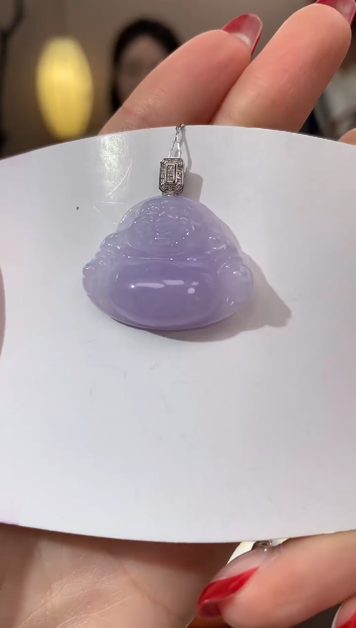 【闪购商品】翡翠颈饰18K金镶嵌天然缅甸a货翡翠