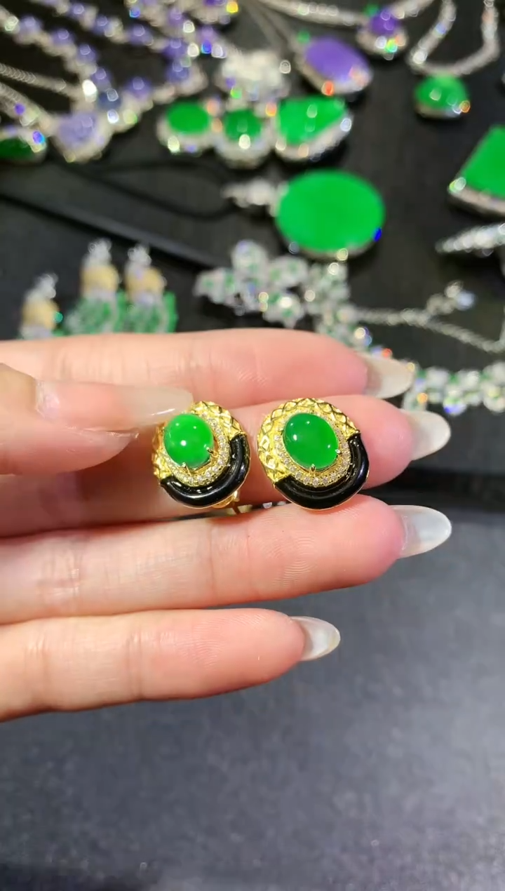 【闪购商品】翡翠耳饰银S925镶嵌120耳饰