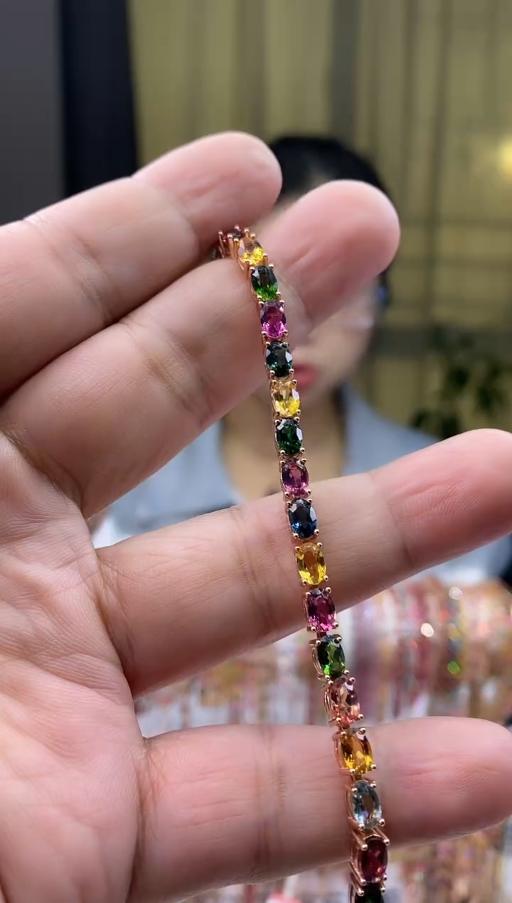 【闪购商品】碧玺手链银S925镶嵌34554354354354
