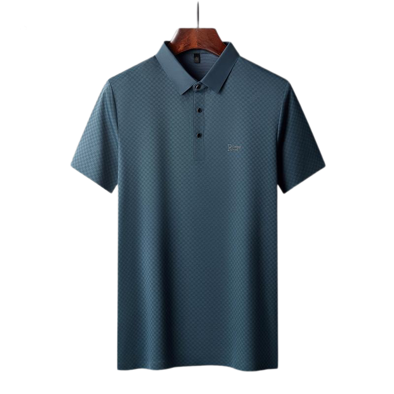 【许老大】夏季男士时尚翻领格纹商务休闲高档含桑蚕丝无痕POLO衫