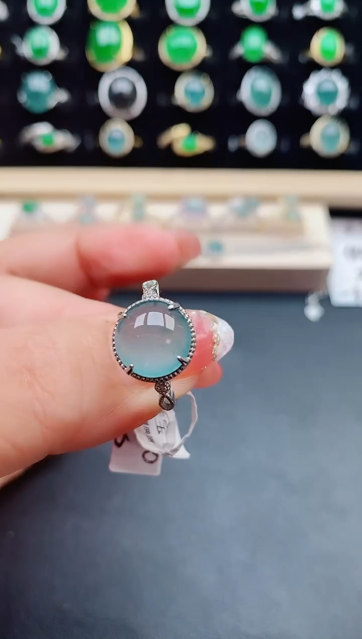 【闪购商品】翡翠戒指银S925镶嵌80500
