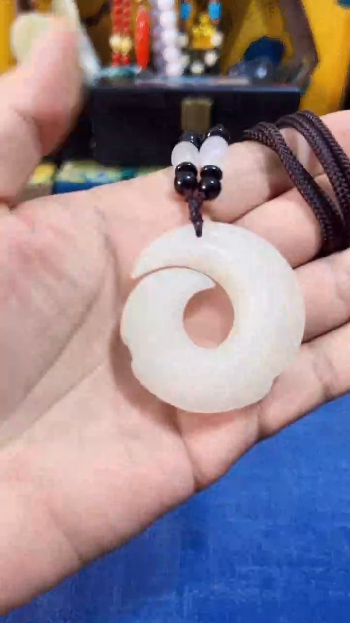 和田玉未镶嵌挂件和田 祥云平安扣58（飞铃文玩）