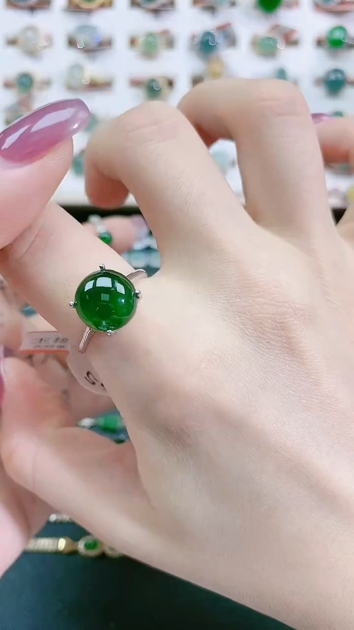 银S925镶嵌戒指翡翠天然翡翠