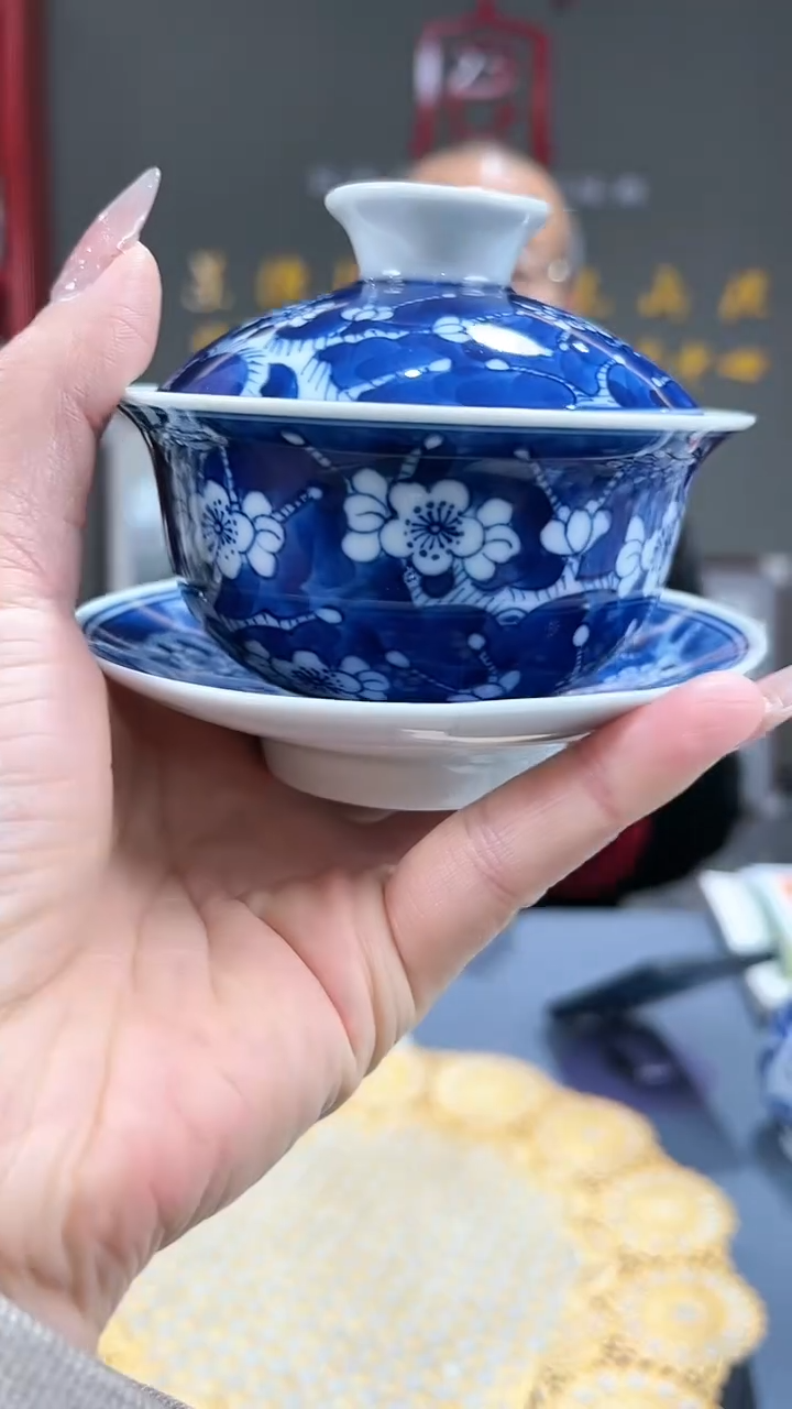 【闪购商品】官窑瓷画院279官窑瓷画院冰梅三才盖碗