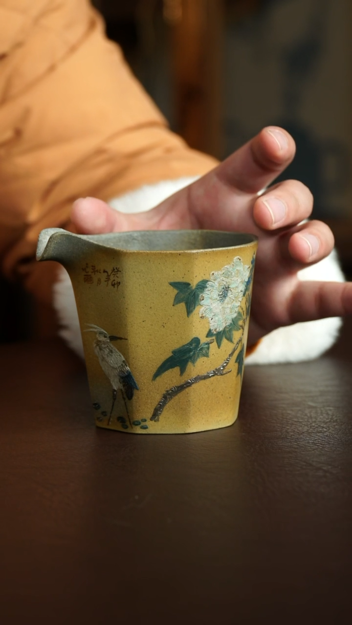 茶杯紫砂26号 李建军老师柴烧白鹭鸟公道 宜兴紫砂原矿作品