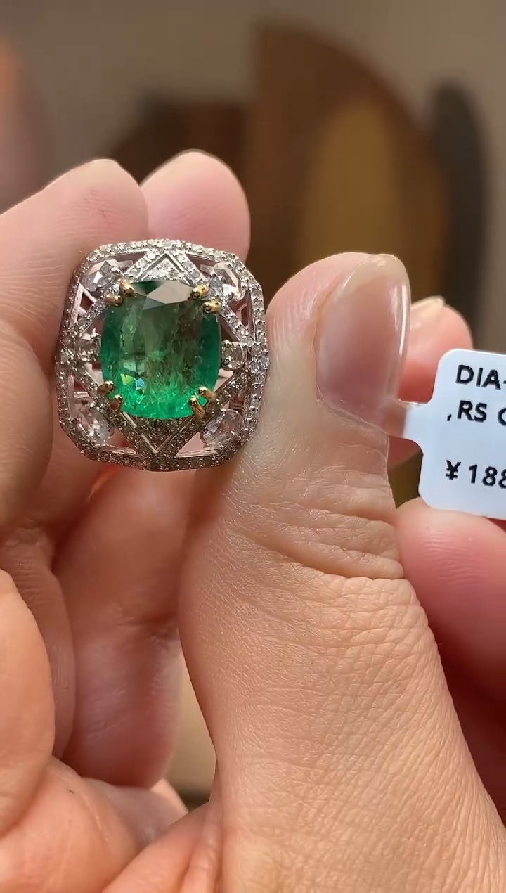 未镶嵌戒指祖母绿天然祖母绿戒指