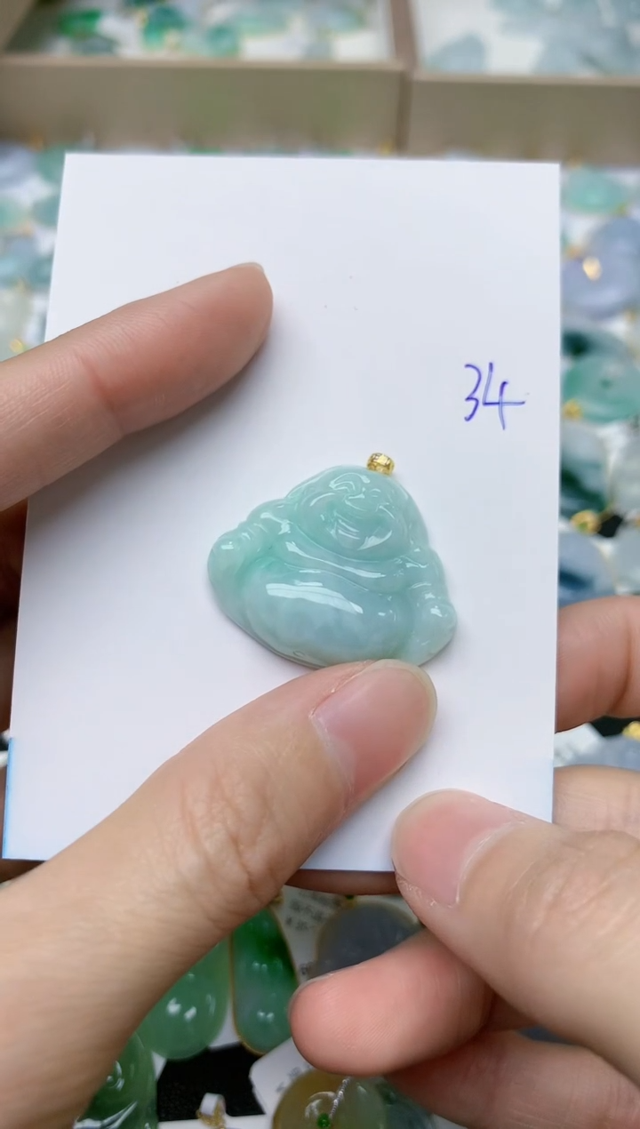 【闪购商品】翡翠颈饰18K金镶嵌34天然翡翠A货  