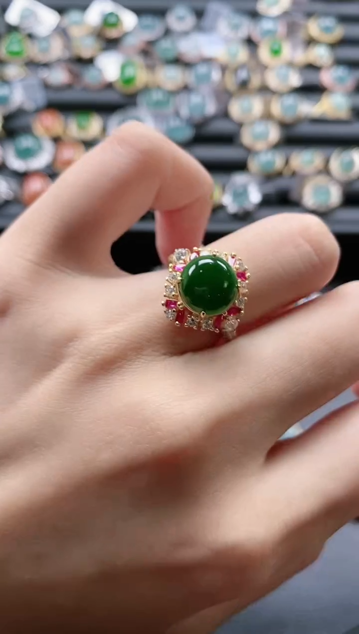 【闪购商品】翡翠戒指银S925镶嵌-600