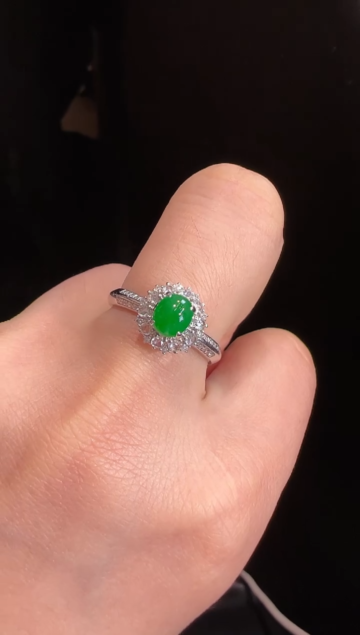 【闪购商品】翡翠戒指18K金镶嵌戒指