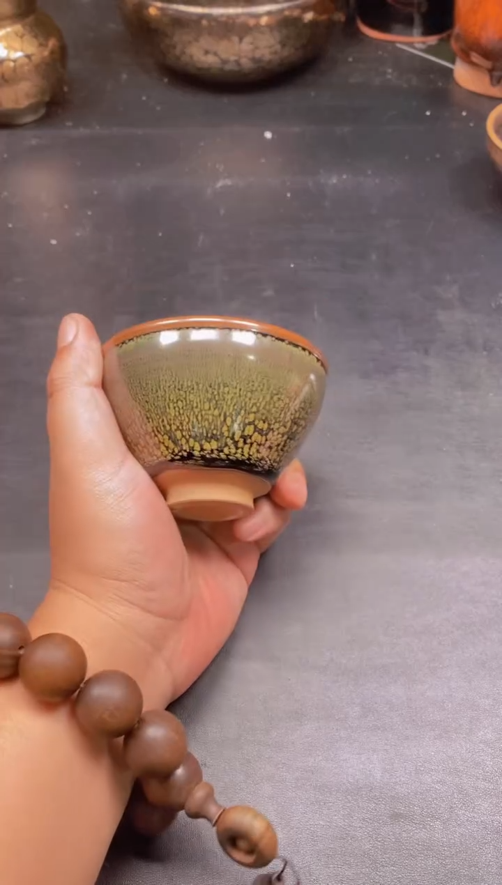 茶盏绿鹧鸪束口 精美主人杯