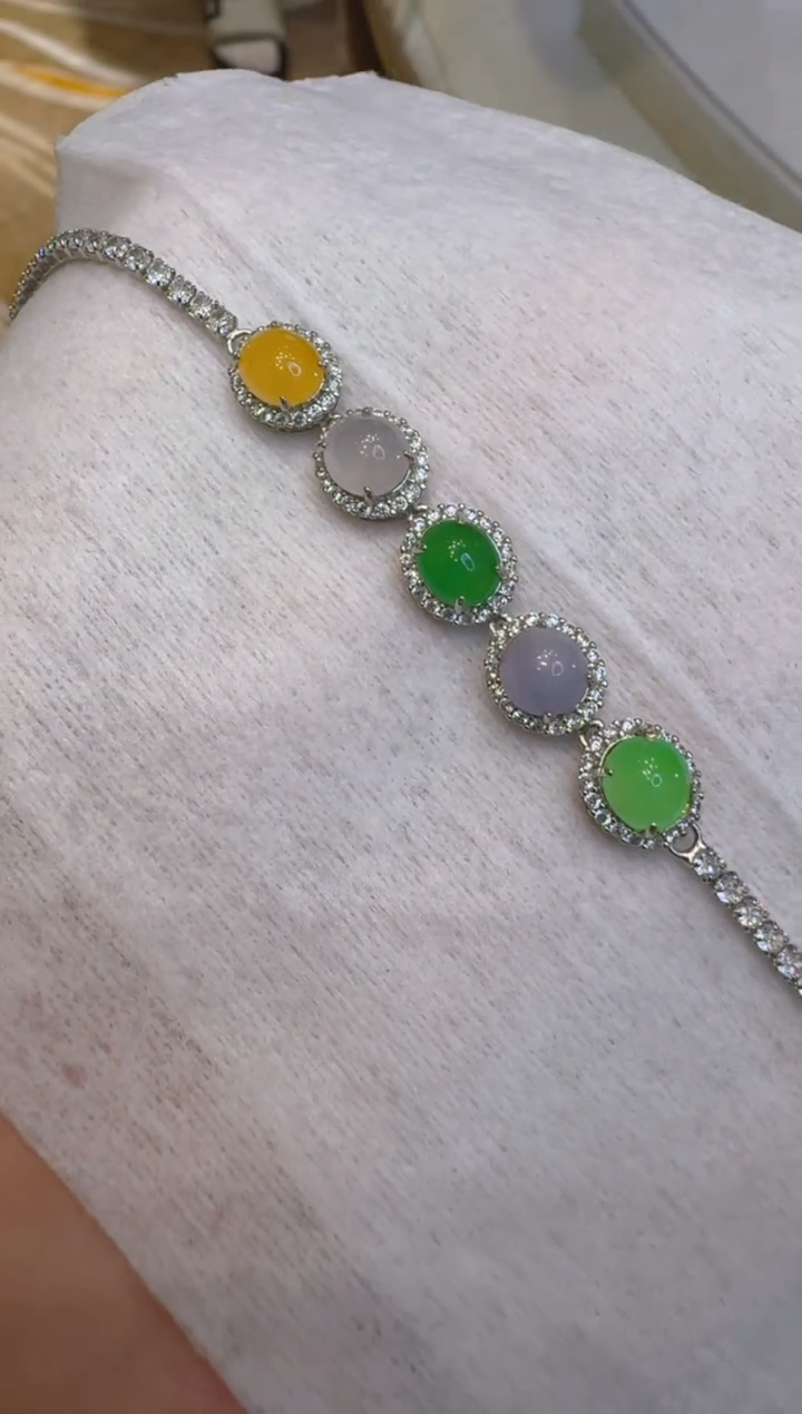 银S925镶嵌手链翡翠多样性团购发一件