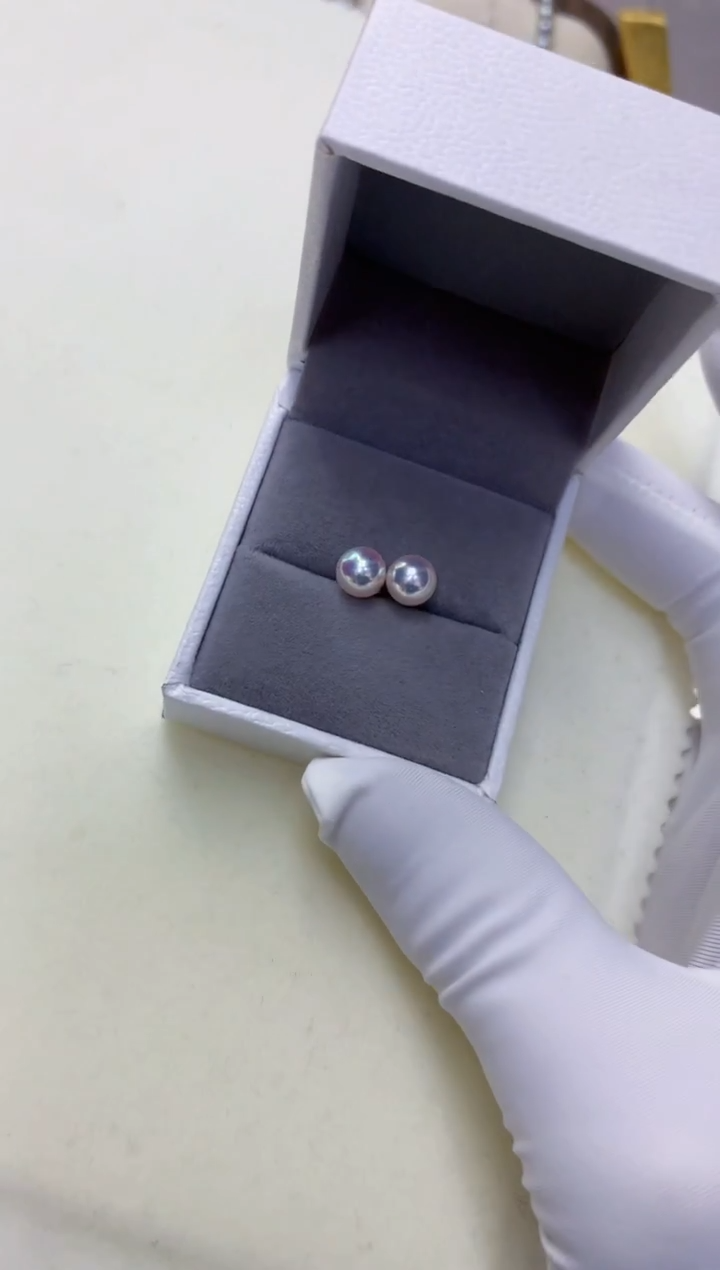 【闪购商品】海水珍珠商品18K金镶嵌5-6素钉定制