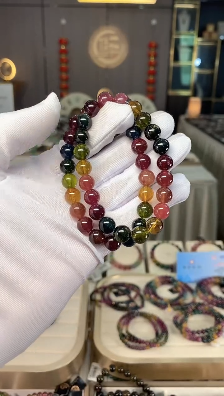 未镶嵌老矿碧玺彩虹单圈手串8mm+碧玺多样性发一条xion