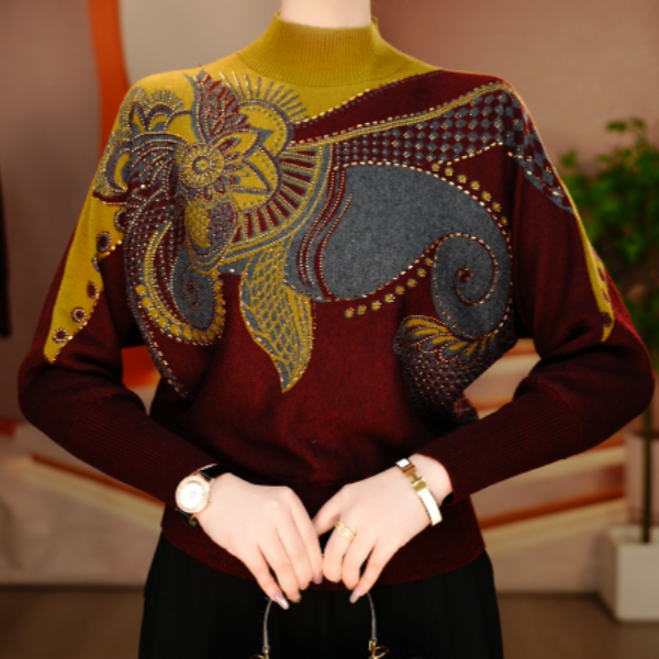 秋冬新款含绵羊毛抗起球显白显瘦针织毛衣弹力舒适保暖V25S176