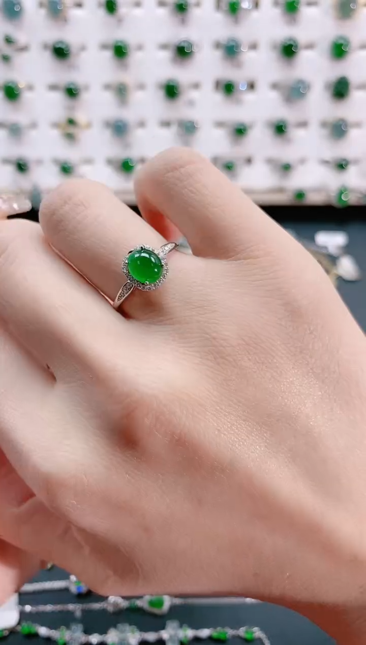 【闪购商品】翡翠戒指银S925镶嵌天然翡翠