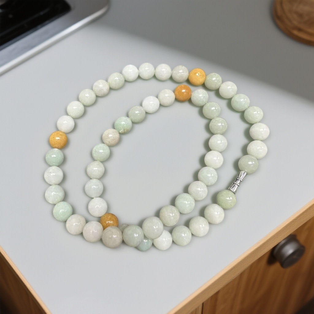 三彩圆珠长款珠链女