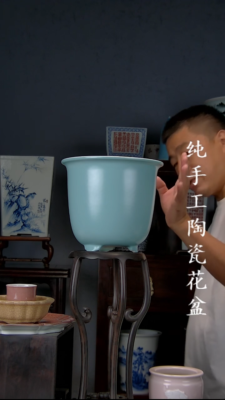 景德镇陶瓷 手工花盆