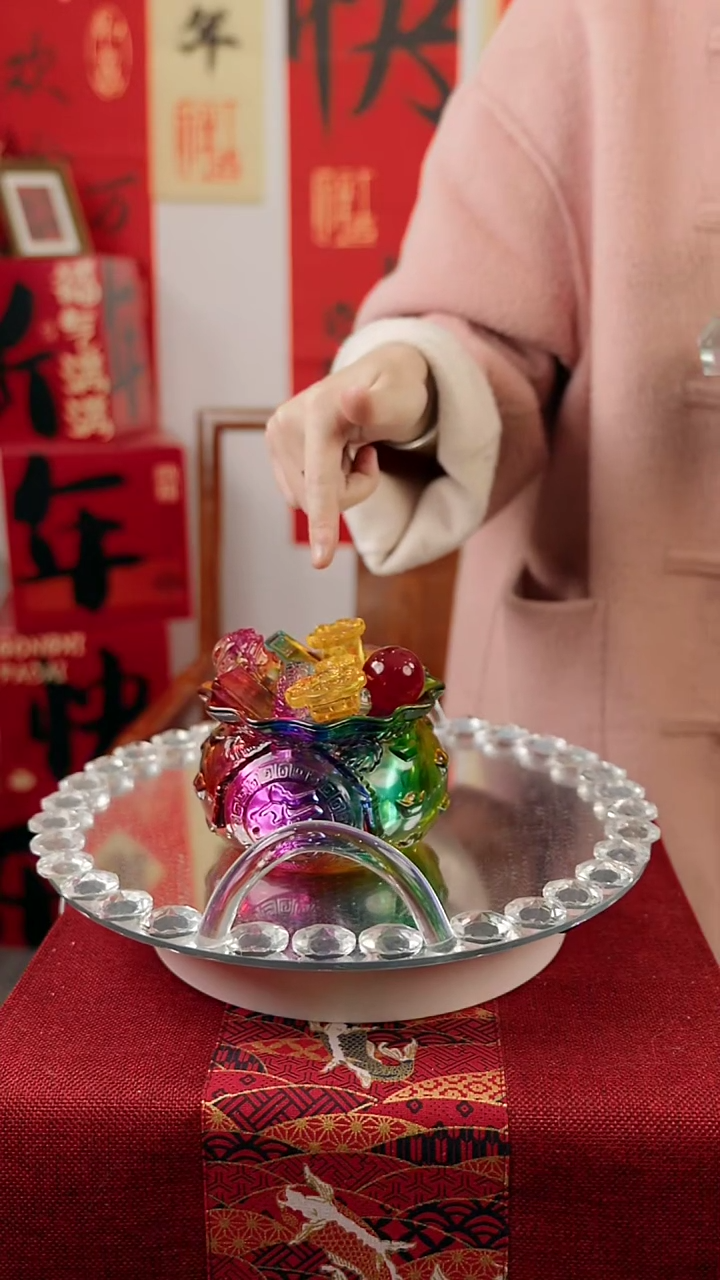 【闪购商品】琉璃彩色福袋聚宝盆摆件
