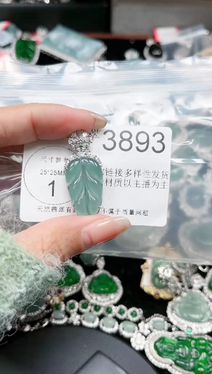 【闪购商品】翡翠颈饰未镶嵌3893赠皮绳