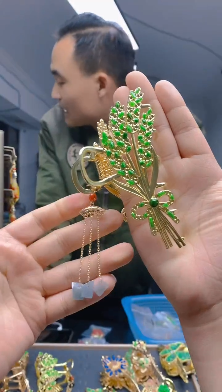 【闪购商品】翡翠耳饰合金339翡翠发簪