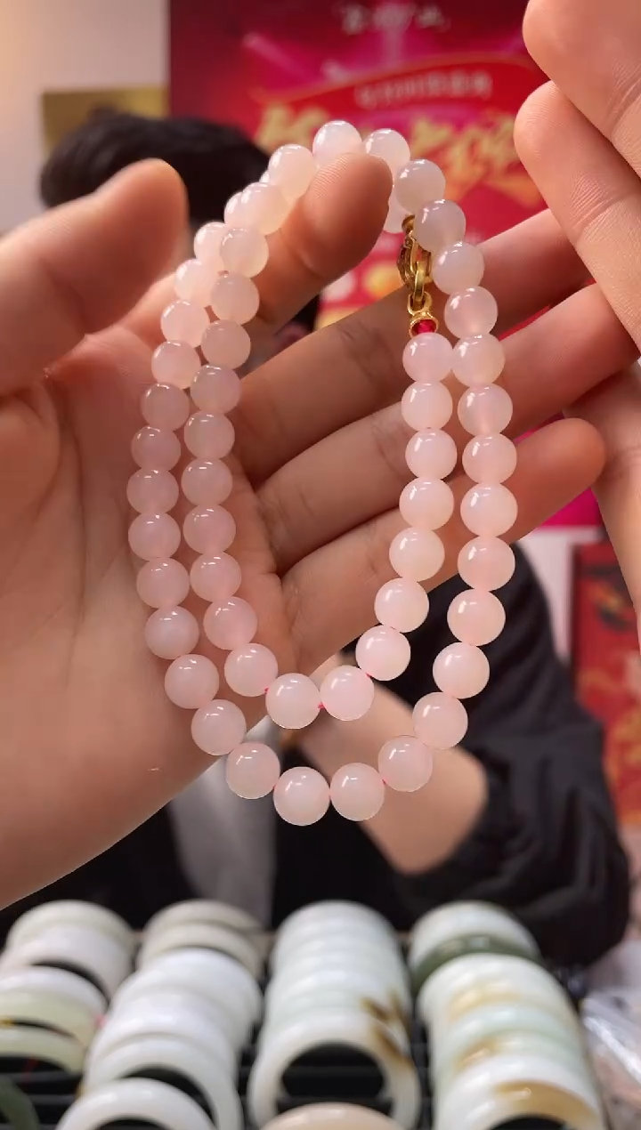 【闪购商品】和田玉颈饰未镶嵌藕粉卡8-7美人链发一件