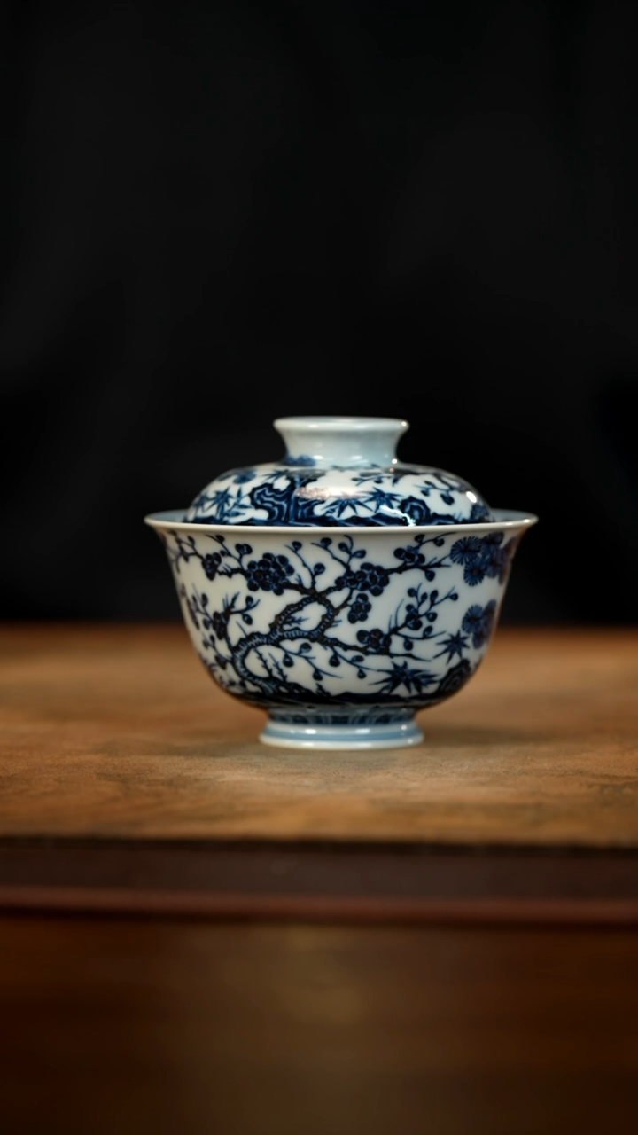 【闪购商品】不晓堂奢窑松竹梅两才盖碗