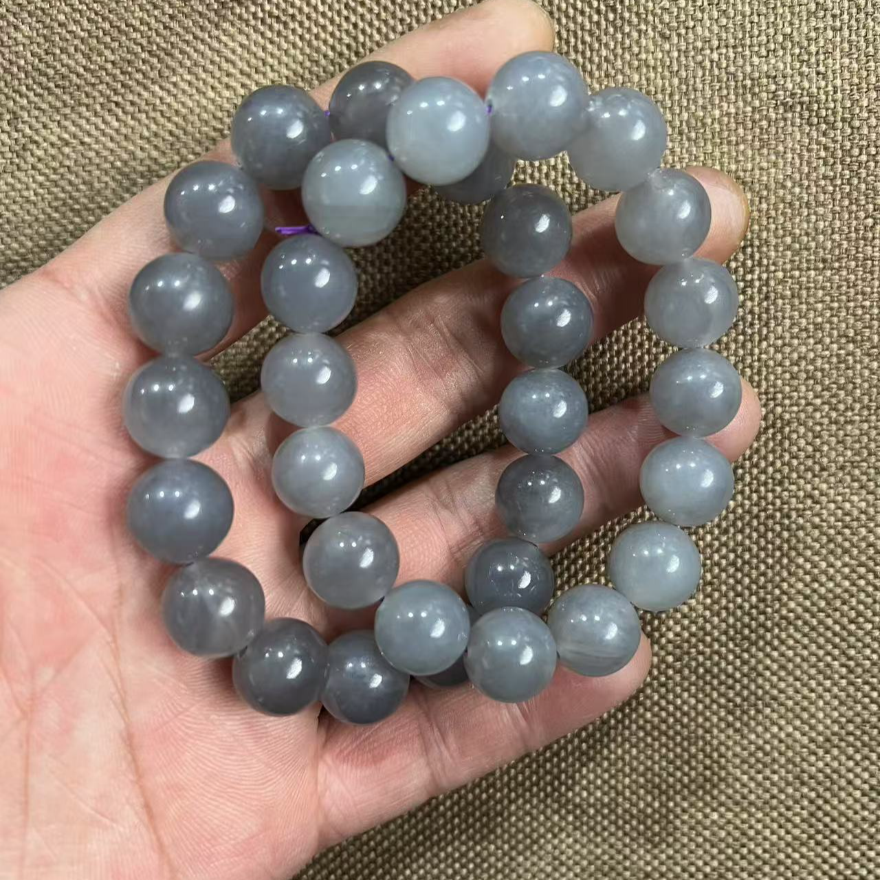 【浩运】和田玉烟紫玉精品手串卡12mm多样性拍一发一