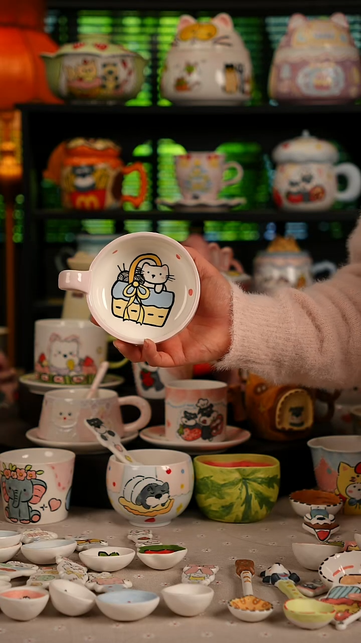 陶瓷无盖款景德镇高温釉下彩纯手绘创意瓷