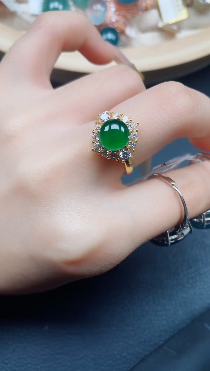 【闪购商品】翡翠戒指银S925镶嵌翡翠