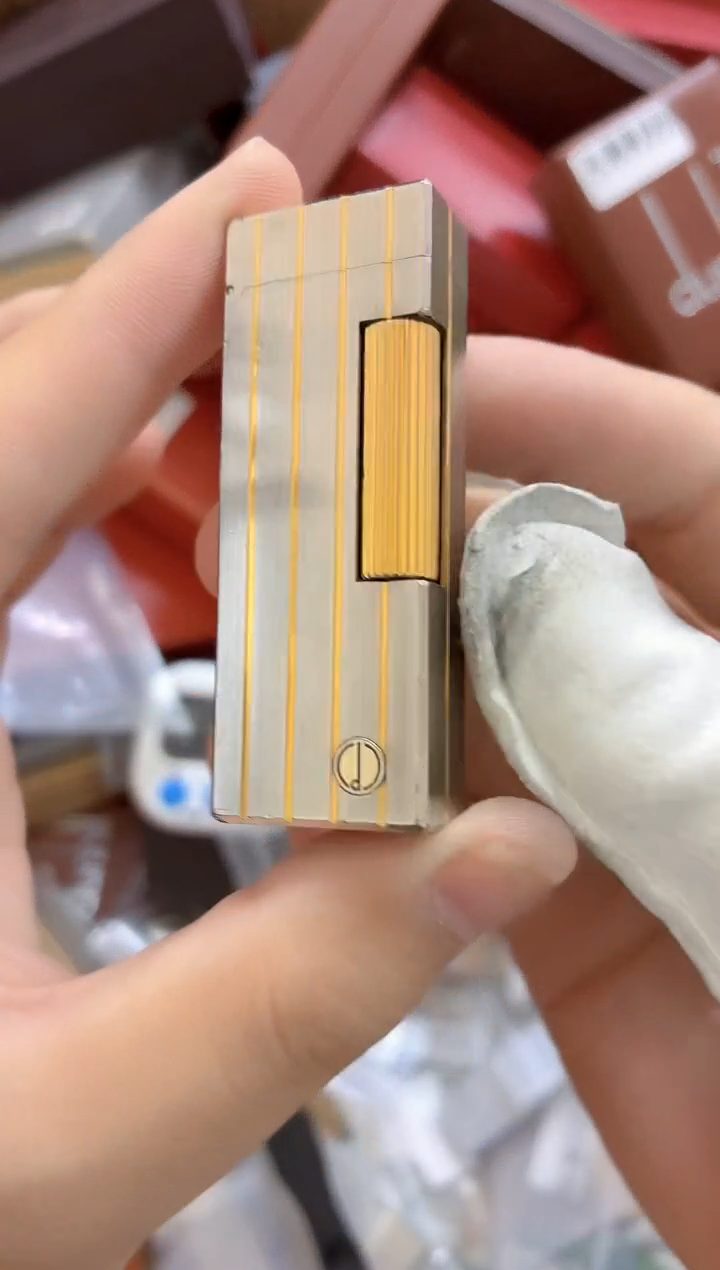 五代渐金竖条打火机