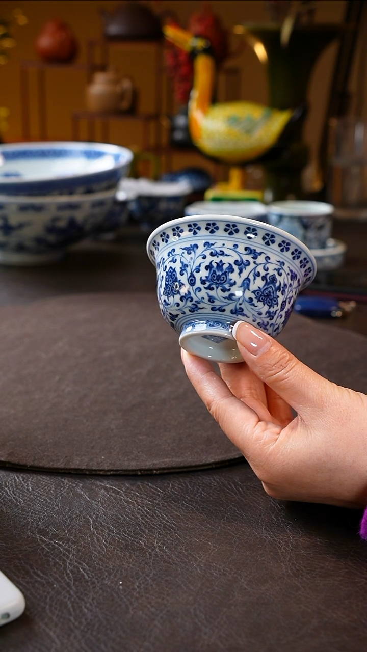 【闪购商品】雲林匠造青花缠枝莲压手杯