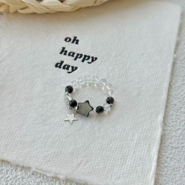 【胡萝卜的罗】（宇宙星空）可爱星星串珠戒指女生礼物情人节