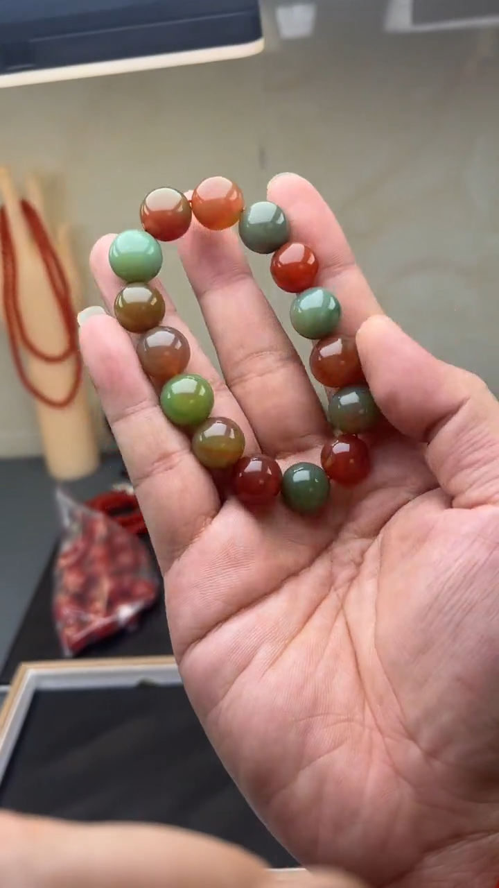 南红玛瑙未镶嵌3737.盐圆手串卡14