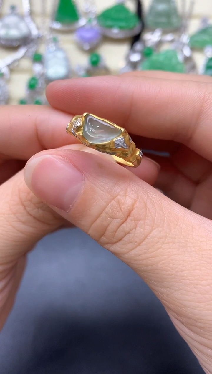 18K金镶嵌戒指翡翠394-中国好珍宝