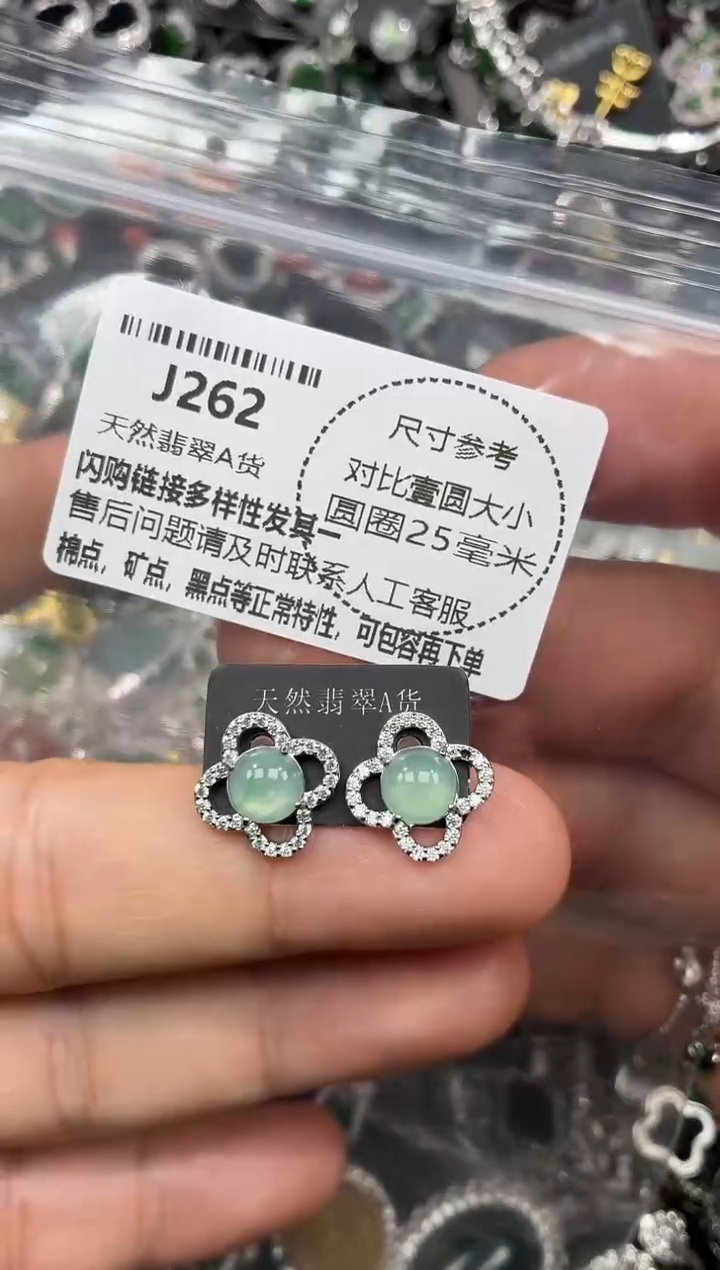 颈饰未镶嵌翡翠J262耳钉