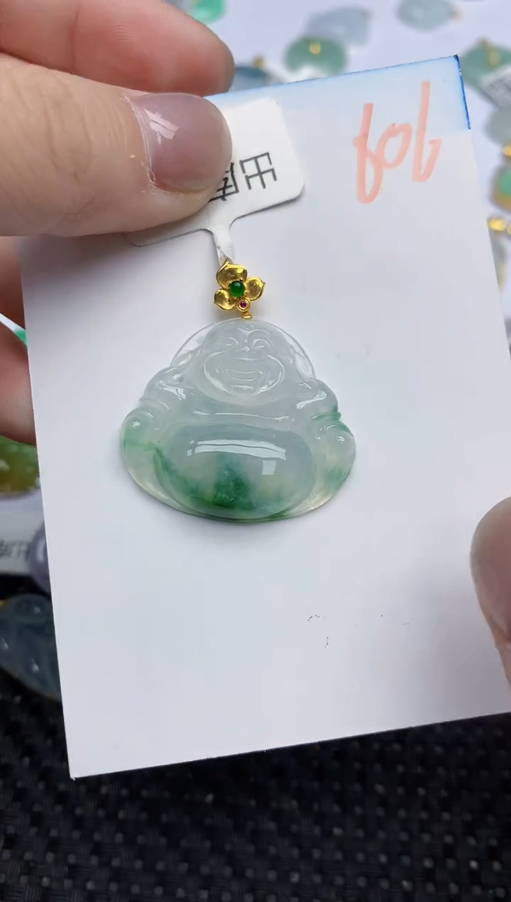 【闪购商品】翡翠颈饰18K金镶嵌天然翡翠A货