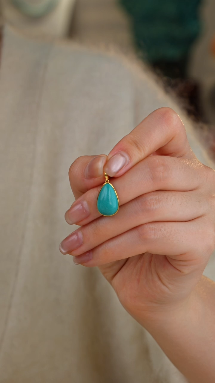 【闪购商品】绿松石吊坠(不含链)18K金镶嵌1