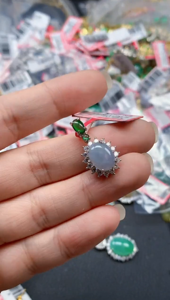 银S925镶嵌戒指翡翠天然A货缅甸翡翠