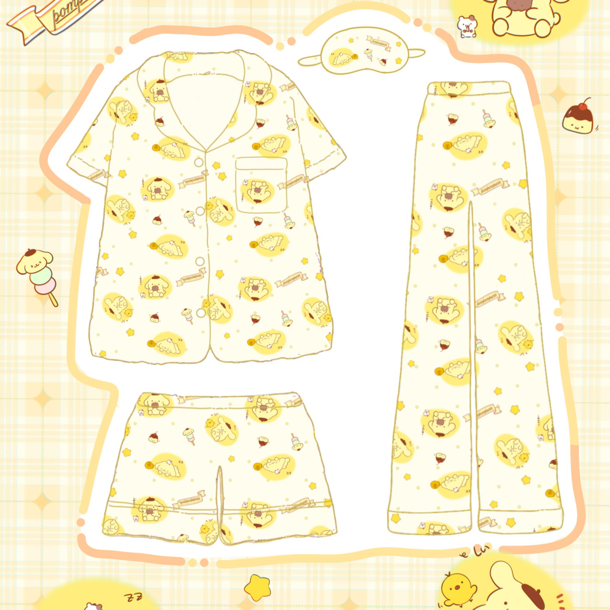 原创！夏季新款睡衣女可爱卡通布丁狗可外穿短袖短裤家居服套装