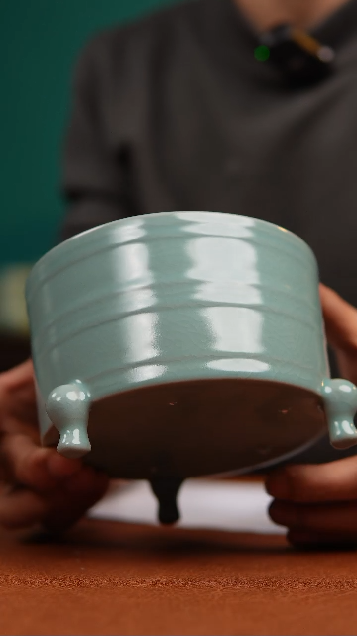 【闪购商品】瓷片仿古天青玄纹樽微瑕福利