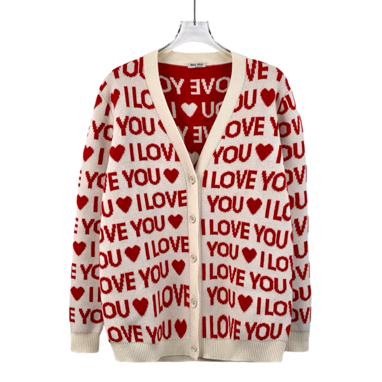 99新 MIU MIU/缪缪 CW0376  红色羊绒针织外套 36 XS码