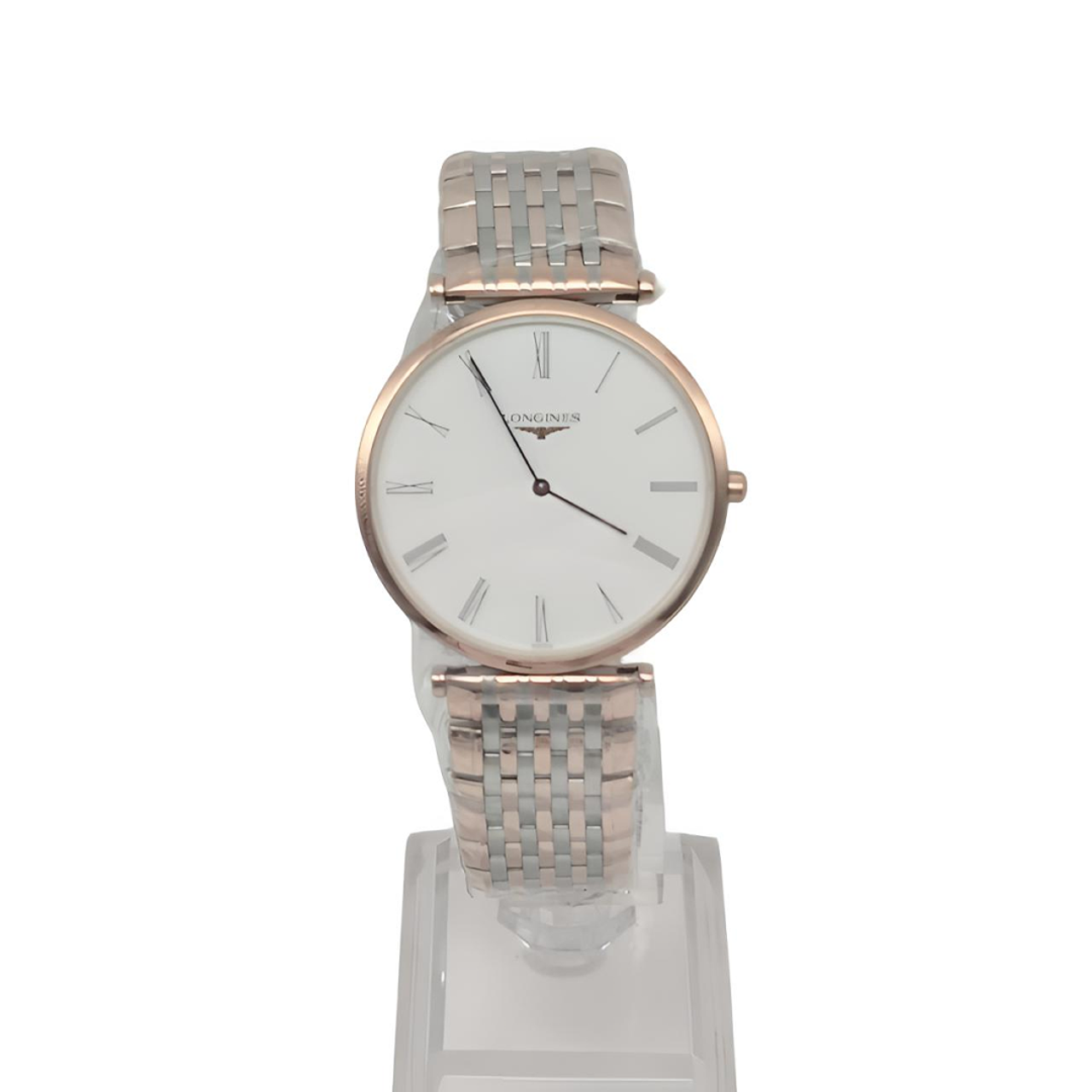 99新 Longines/浪琴 浪琴嘉岚玫瑰金石英白盘女表/表径35/女士/