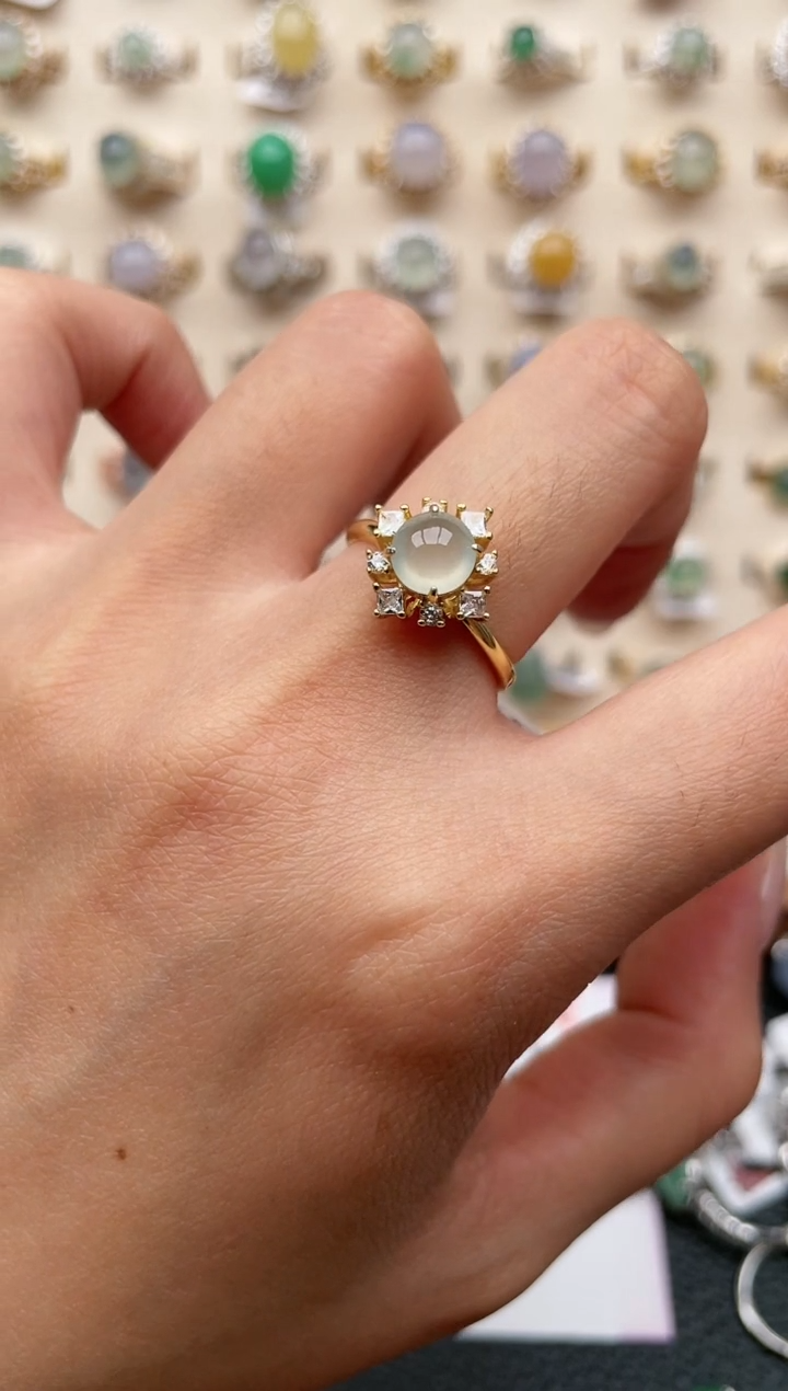 【闪购商品】翡翠银S925镶嵌戒指1111