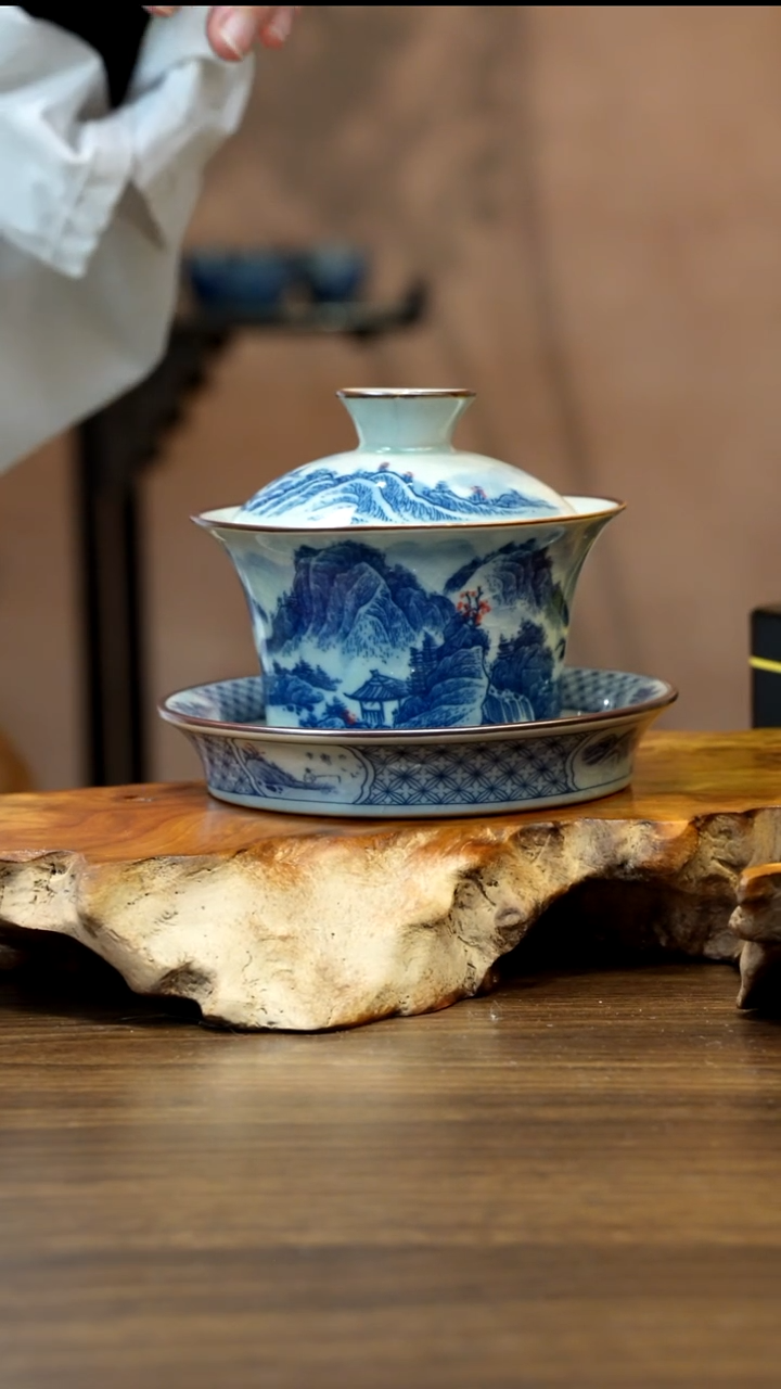 景德镇陶瓷风水马蹄盖碗