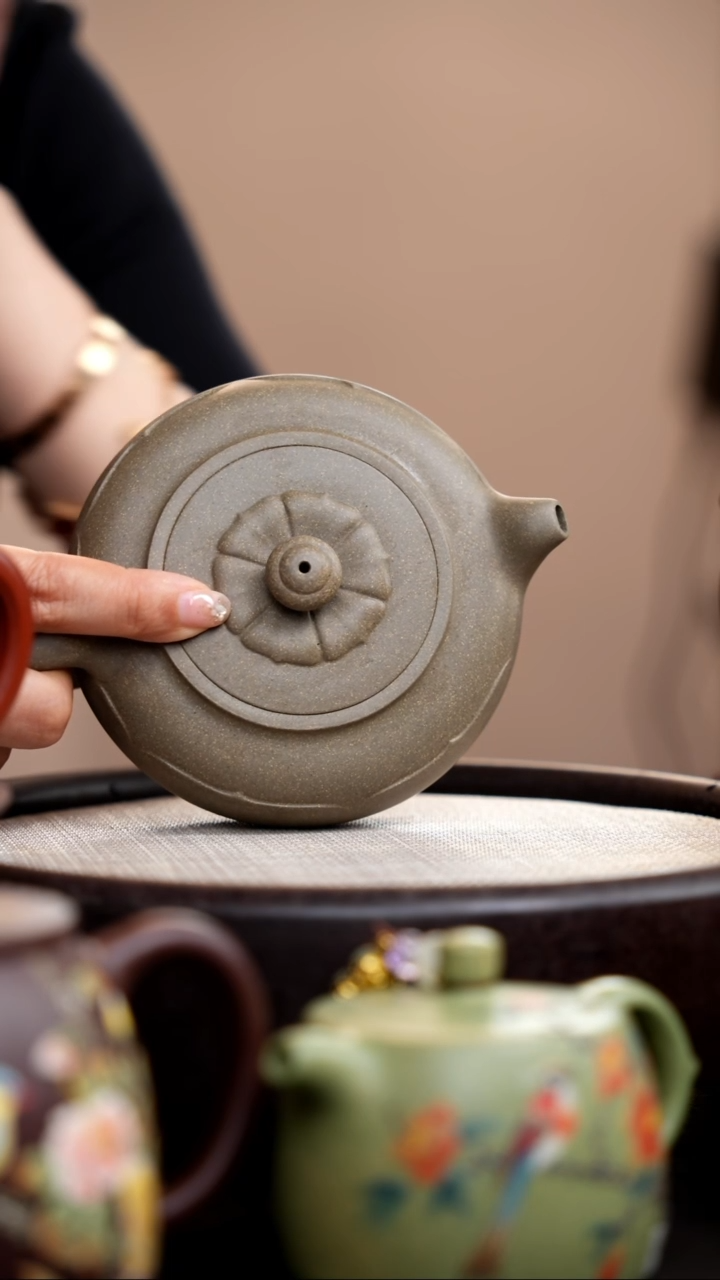 茶壶紫砂青灰段涟漪壶