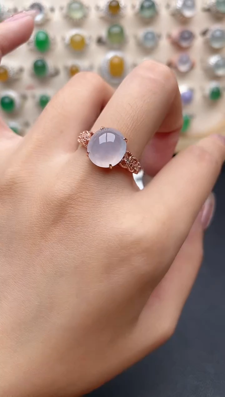 【闪购商品】翡翠戒指银S925镶嵌一物一证一礼盒