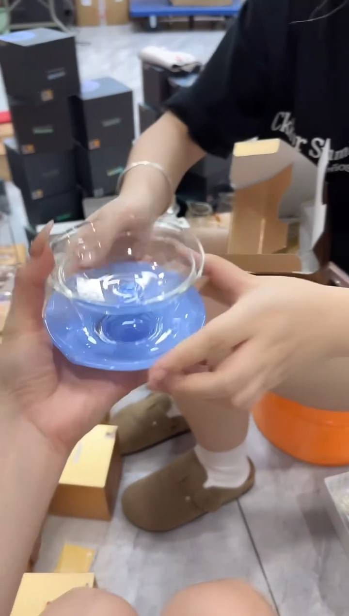 @@禾器荷叶盖碗雾蓝玉