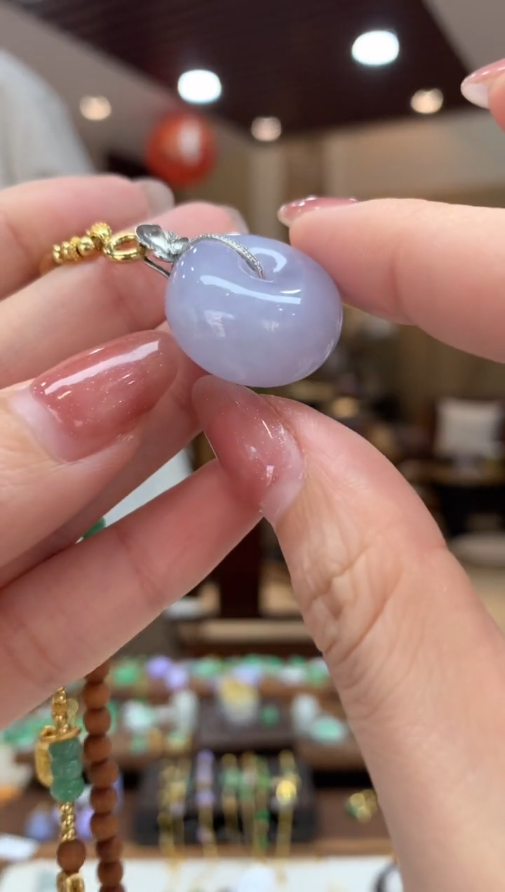 翡翠18K金镶嵌吊坠(不含链)平安扣