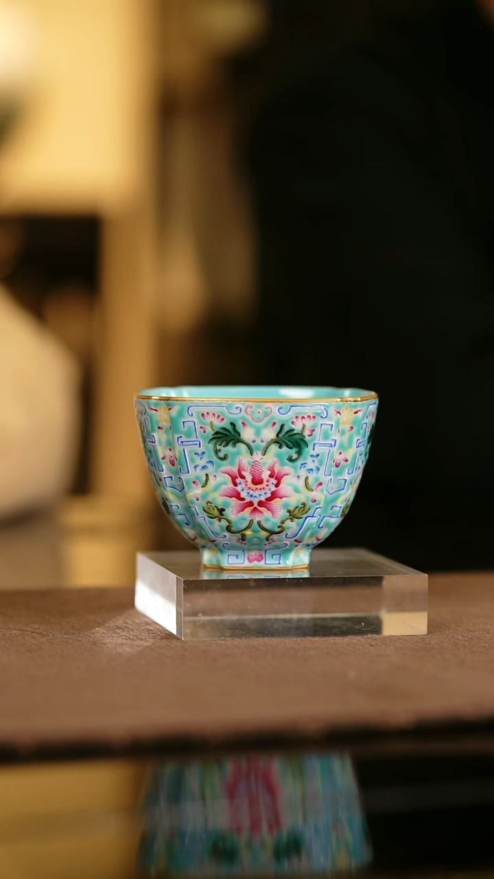 瓷瓷姑娘溢珍堂金银彩四方杯杯