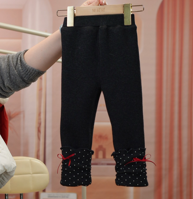 加绒加厚波点裤脚打底裤秋冬款2533